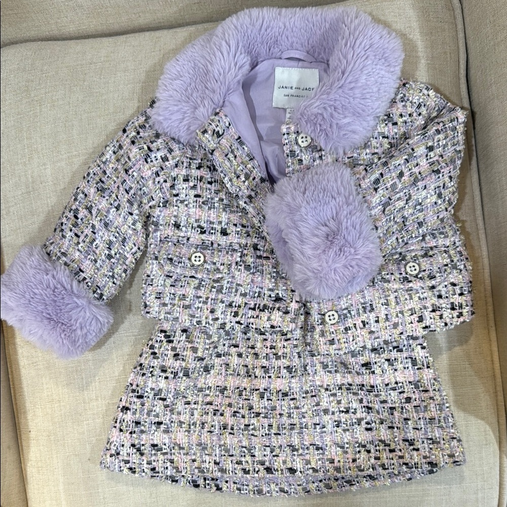 Janie and Jack Cozy Purple and Gray Blazer with Plush Details